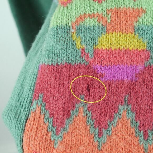 Vintage Benetton Medium Sweater Multicolor Rainbow Fair Isle Ski Nordic Wool 80s - Picture 6 of 14